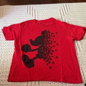 Disney Red Short Sleeve Tee with Black Mickey Silhouette